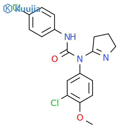 3-(3-chloro-4-methoxyphenyl)-1-(4-chlorophenyl)-3-(3,4-dihydro-2H-pyrrol-5-yl)urea structure