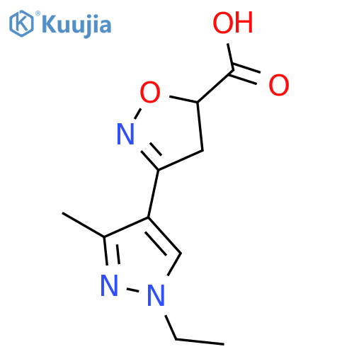 3-(1-ethyl-3-methyl-1H-pyrazol-4-yl)-4,5-dihydro-1,2-oxazole-5-carboxylic acid structure