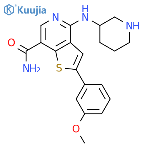 2-(3-methoxyphenyl)-4-((S)-piperidin-3-ylamino)thieno[3,2-c]pyridine-7-carboxamide structure