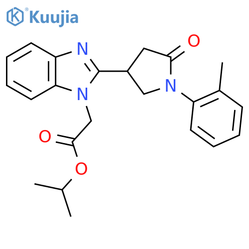 propan-2-yl 2-{2-1-(2-methylphenyl)-5-oxopyrrolidin-3-yl-1H-1,3-benzodiazol-1-yl}acetate structure