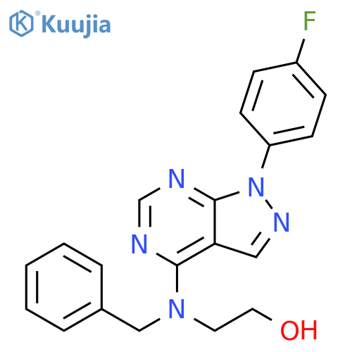2-{benzyl1-(4-fluorophenyl)-1H-pyrazolo3,4-dpyrimidin-4-ylamino}ethan-1-ol structure