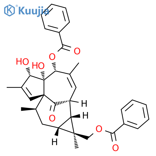 1H-2,8a-Methanocyclopenta[a]cyclopropa[e]cyclodecen-11-one, 5-(benzoyloxy)-1-[(benzoyloxy)methyl]-1a,2,5,5a,6,9,10,10a-octahydro-5a,6-dihydroxy-1,4,7,9-tetramethyl-, (1S,1aR,2S,5R,5aR,6S,8aS,9R,10aR)- (9CI) structure