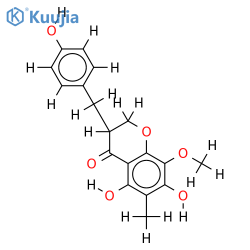 3-(4'-hydroxy-benzyl)-5,7-dihydroxy-6-methyl-8-methoxy-chroman-4-one structure