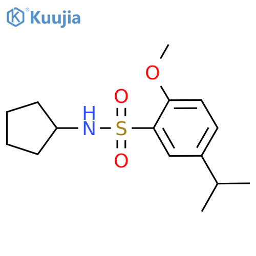N-cyclopentyl-2-methoxy-5-(propan-2-yl)benzene-1-sulfonamide structure