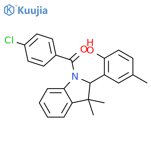 (4-Chlorophenyl)(2-(2-hydroxy-5-methylphenyl)-3,3-dimethylindolin-1-yl)methanone structure