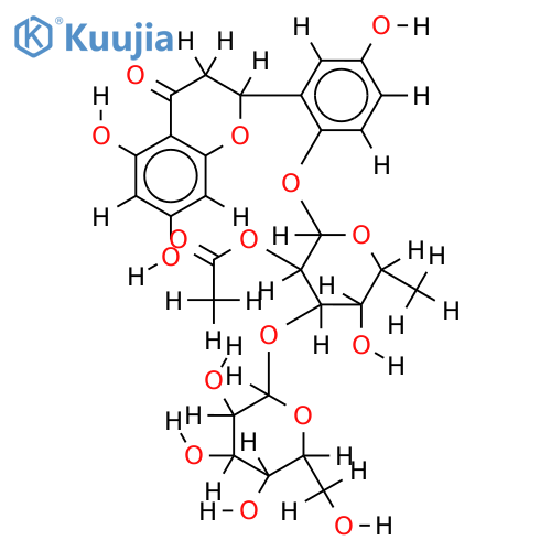 (2S)-5,7,5'-trihydroxyflavanone 2'-O-beta-D-glucopyranosyl-(1->3)-alpha-L-2-O-acetylrhamnopyranoside structure