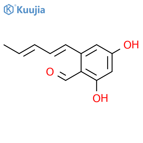 Benzaldehyde, 2,4-dihydroxy-6-(1E,3E)-1,3-pentadien-1-yl- structure