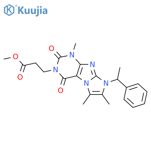 methyl 3-1,6,7-trimethyl-2,4-dioxo-8-(1-phenylethyl)-1H,2H,3H,4H,8H-imidazo1,2-gpurin-3-ylpropanoate structure