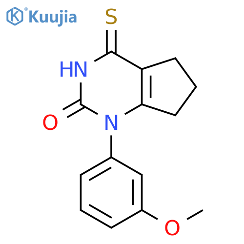 1-(3-methoxyphenyl)-4-sulfanylidene-1H,2H,3H,4H,5H,6H,7H-cyclopentadpyrimidin-2-one structure