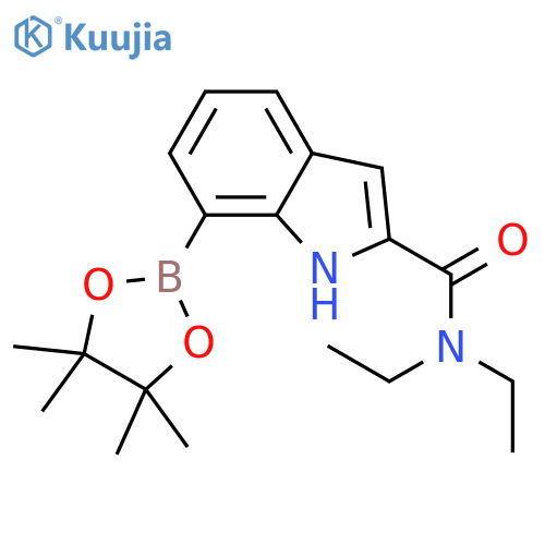N,N-diethyl-7-(tetramethyl-1,3,2-dioxaborolan-2-yl)-1H-indole-2-carboxamide structure