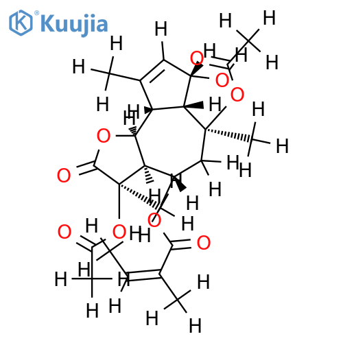 2alpha-hydroxy-8alpha-angeloyloxy-10beta,11alpha-diacetoxyslov-3-enolide structure