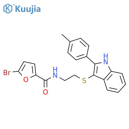 5-bromo-N-(2-{2-(4-methylphenyl)-1H-indol-3-ylsulfanyl}ethyl)furan-2-carboxamide structure