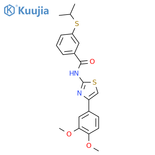 N-4-(3,4-dimethoxyphenyl)-1,3-thiazol-2-yl-3-(propan-2-ylsulfanyl)benzamide structure
