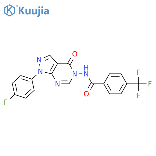N-1-(4-fluorophenyl)-4-oxo-1H,4H,5H-pyrazolo3,4-dpyrimidin-5-yl-4-(trifluoromethyl)benzamide structure
