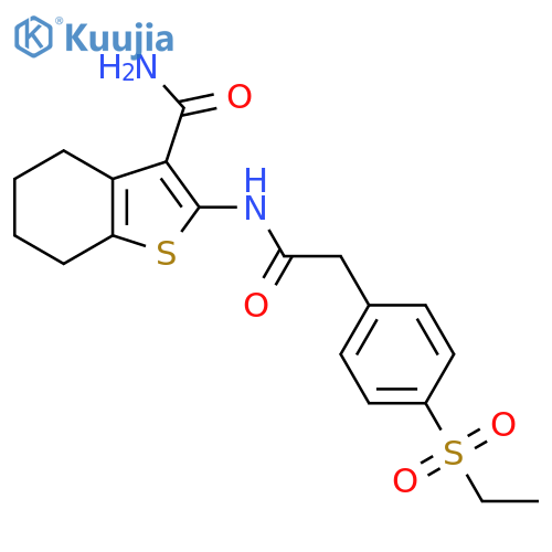 2-{2-4-(ethanesulfonyl)phenylacetamido}-4,5,6,7-tetrahydro-1-benzothiophene-3-carboxamide structure