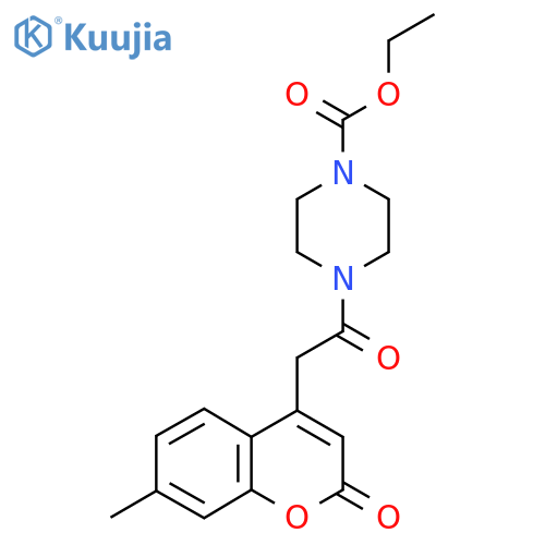 ethyl 4-2-(7-methyl-2-oxo-2H-chromen-4-yl)acetylpiperazine-1-carboxylate structure