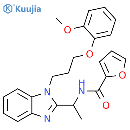 N-(1-{1-3-(2-methoxyphenoxy)propyl-1H-1,3-benzodiazol-2-yl}ethyl)furan-2-carboxamide structure