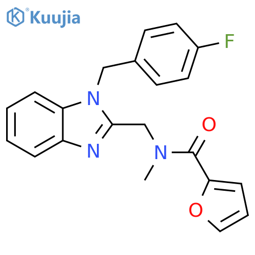 N-({1-(4-fluorophenyl)methyl-1H-1,3-benzodiazol-2-yl}methyl)-N-methylfuran-2-carboxamide structure