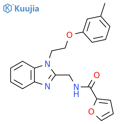 N-({1-2-(3-methylphenoxy)ethyl-1H-1,3-benzodiazol-2-yl}methyl)furan-2-carboxamide structure