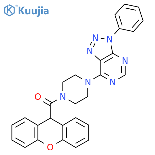 1-{3-phenyl-3H-1,2,3triazolo4,5-dpyrimidin-7-yl}-4-(9H-xanthene-9-carbonyl)piperazine structure