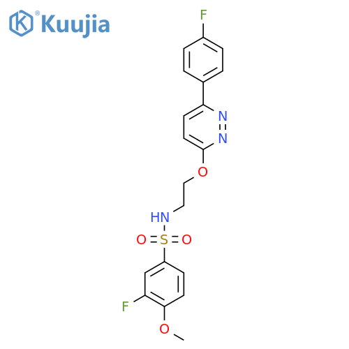 3-fluoro-N-(2-{6-(4-fluorophenyl)pyridazin-3-yloxy}ethyl)-4-methoxybenzene-1-sulfonamide structure