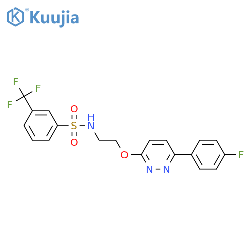 N-(2-{6-(4-fluorophenyl)pyridazin-3-yloxy}ethyl)-3-(trifluoromethyl)benzene-1-sulfonamide structure