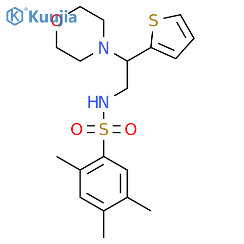 2,4,5-trimethyl-N-2-(morpholin-4-yl)-2-(thiophen-2-yl)ethylbenzene-1-sulfonamide structure