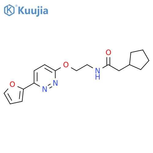 2-cyclopentyl-N-(2-((6-(furan-2-yl)pyridazin-3-yl)oxy)ethyl)acetamide structure