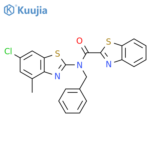 N-benzyl-N-(6-chloro-4-methyl-1,3-benzothiazol-2-yl)-1,3-benzothiazole-2-carboxamide structure