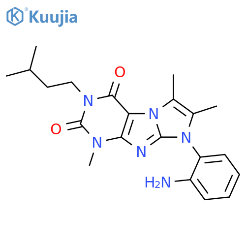 8-(2-aminophenyl)-1,6,7-trimethyl-3-(3-methylbutyl)-1H,2H,3H,4H,8H-imidazo1,2-gpurine-2,4-dione structure
