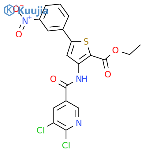 Ethyl 3-(5,6-dichloropyridine-3-amido)-5-(3-nitrophenyl)thiophene-2-carboxylate structure