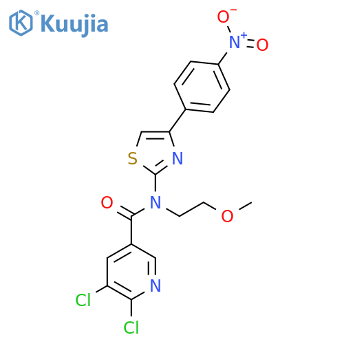 5,6-dichloro-N-(2-methoxyethyl)-N-[4-(4-nitrophenyl)-1,3-thiazol-2-yl]pyridine-3-carboxamide structure