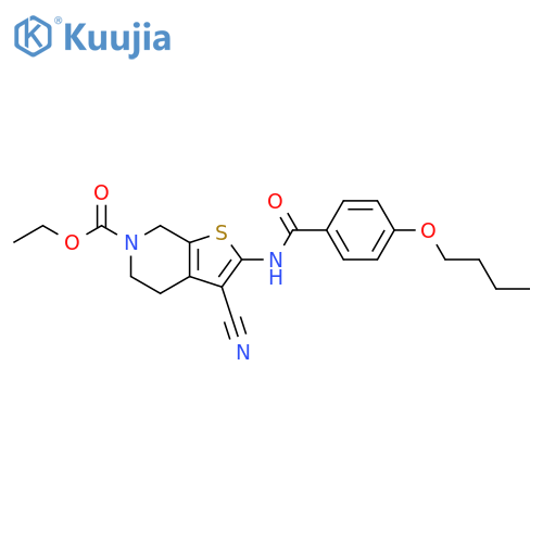 ethyl 2-(4-butoxybenzamido)-3-cyano-4H,5H,6H,7H-thieno2,3-cpyridine-6-carboxylate structure