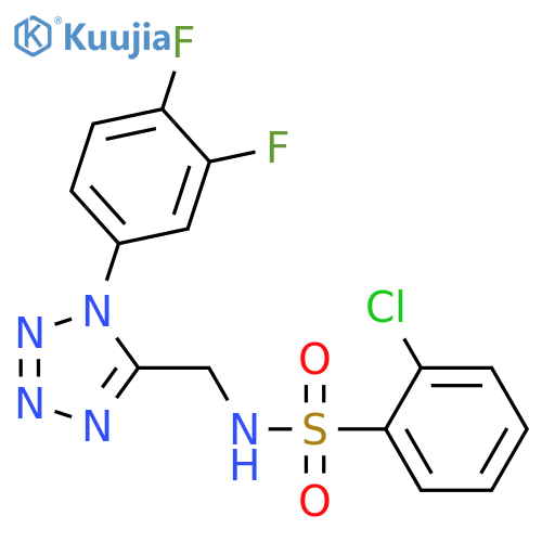2-chloro-N-{1-(3,4-difluorophenyl)-1H-1,2,3,4-tetrazol-5-ylmethyl}benzene-1-sulfonamide structure