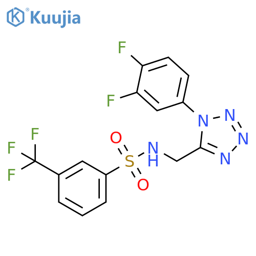 N-{1-(3,4-difluorophenyl)-1H-1,2,3,4-tetrazol-5-ylmethyl}-3-(trifluoromethyl)benzene-1-sulfonamide structure