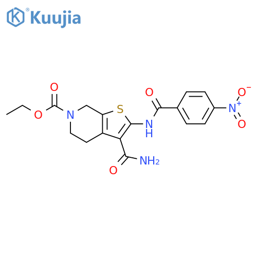 ethyl 3-carbamoyl-2-(4-nitrobenzamido)-4H,5H,6H,7H-thieno2,3-cpyridine-6-carboxylate structure
