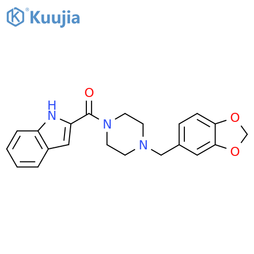 [4-(1,3-benzodioxol-5-ylmethyl)piperazin-1-yl](1H-indol-2-yl)methanone structure