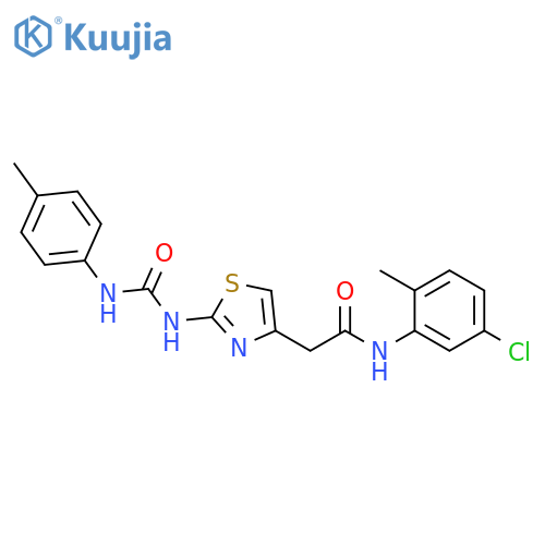 N-(5-chloro-2-methylphenyl)-2-(2-{(4-methylphenyl)carbamoylamino}-1,3-thiazol-4-yl)acetamide structure