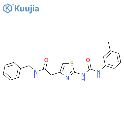 N-benzyl-2-(2-{(3-methylphenyl)carbamoylamino}-1,3-thiazol-4-yl)acetamide structure