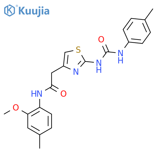 N-(2-methoxy-4-methylphenyl)-2-(2-{(4-methylphenyl)carbamoylamino}-1,3-thiazol-4-yl)acetamide structure