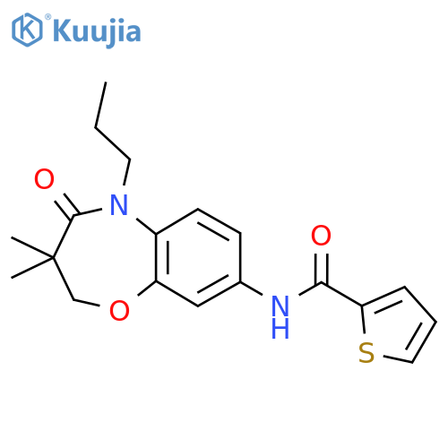N-(3,3-dimethyl-4-oxo-5-propyl-2,3,4,5-tetrahydro-1,5-benzoxazepin-8-yl)thiophene-2-carboxamide structure