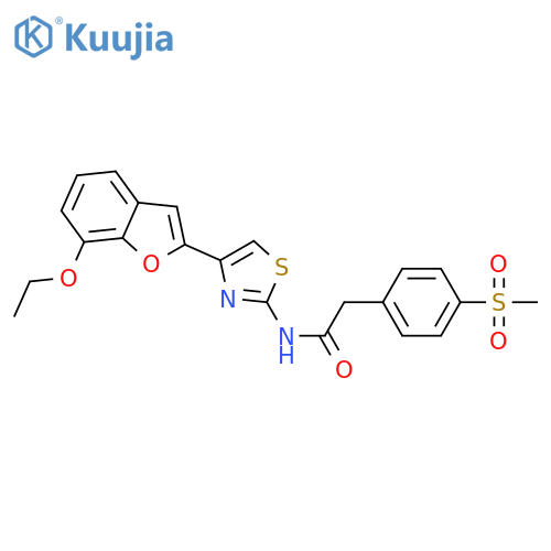 N-4-(7-ethoxy-1-benzofuran-2-yl)-1,3-thiazol-2-yl-2-(4-methanesulfonylphenyl)acetamide structure