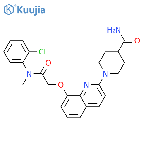 1-8-({(2-chlorophenyl)methylcarbamoyl}methoxy)quinolin-2-ylpiperidine-4-carboxamide structure
