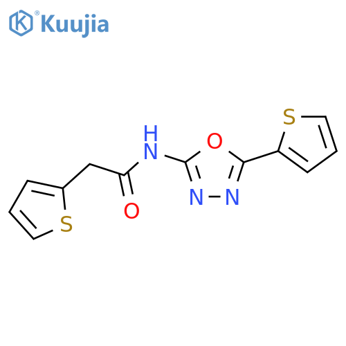2-(thiophen-2-yl)-N-5-(thiophen-2-yl)-1,3,4-oxadiazol-2-ylacetamide structure