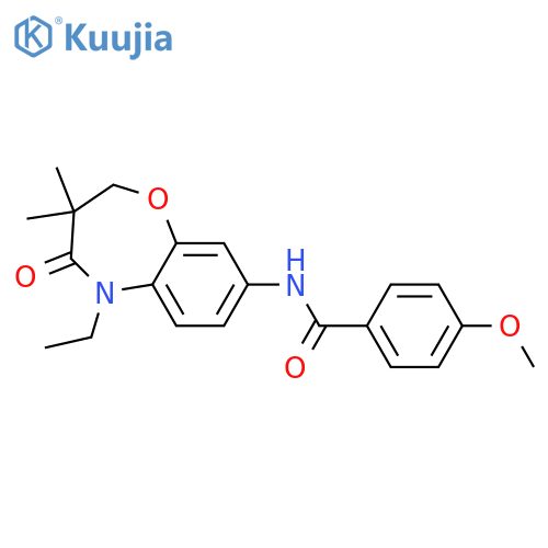 N-(5-ethyl-3,3-dimethyl-4-oxo-2,3,4,5-tetrahydro-1,5-benzoxazepin-8-yl)-4-methoxybenzamide structure