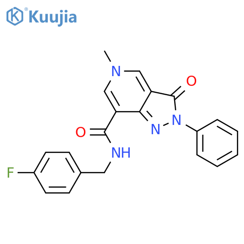 N-(4-fluorophenyl)methyl-5-methyl-3-oxo-2-phenyl-2H,3H,5H-pyrazolo4,3-cpyridine-7-carboxamide structure