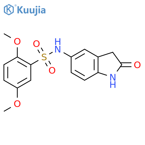 2,5-dimethoxy-N-(2-oxo-2,3-dihydro-1H-indol-5-yl)benzene-1-sulfonamide structure