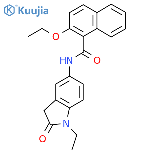 2-ethoxy-N-(1-ethyl-2-oxo-2,3-dihydro-1H-indol-5-yl)naphthalene-1-carboxamide structure