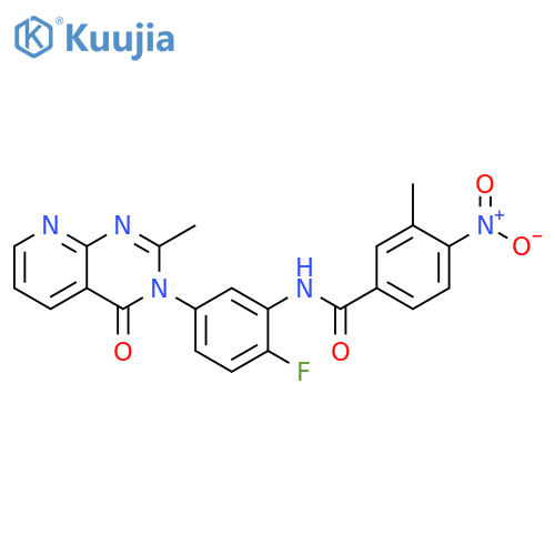 N-(2-fluoro-5-{2-methyl-4-oxo-3H,4H-pyrido2,3-dpyrimidin-3-yl}phenyl)-3-methyl-4-nitrobenzamide structure