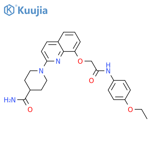 1-(8-{(4-ethoxyphenyl)carbamoylmethoxy}quinolin-2-yl)piperidine-4-carboxamide structure